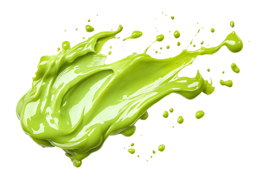 Green Slime Splats Splashes Generative AI. PNG