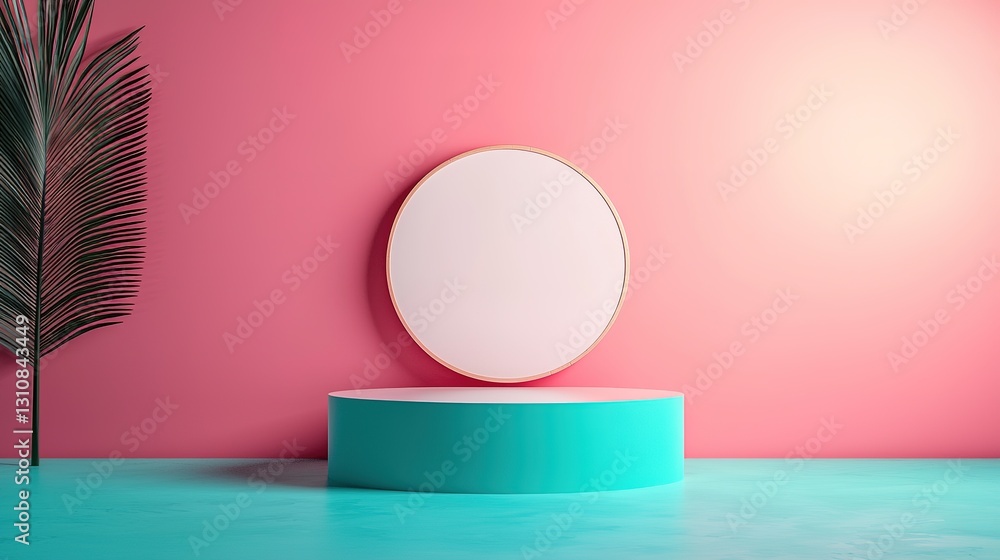 Poster minimalist tech display setup studio environment product presentation bright background modern viewp
