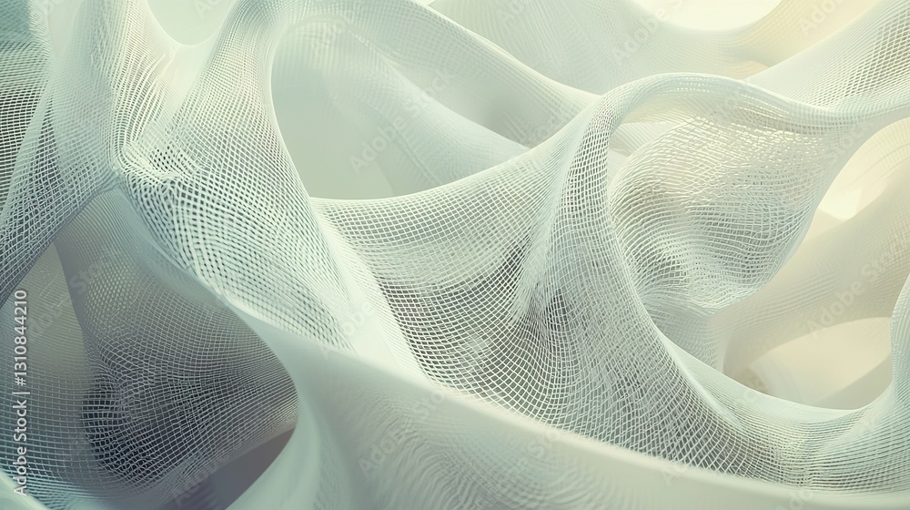 Poster minimalist clean tech design abstract shapes soft textiles modern environment close-up view eco-frie
