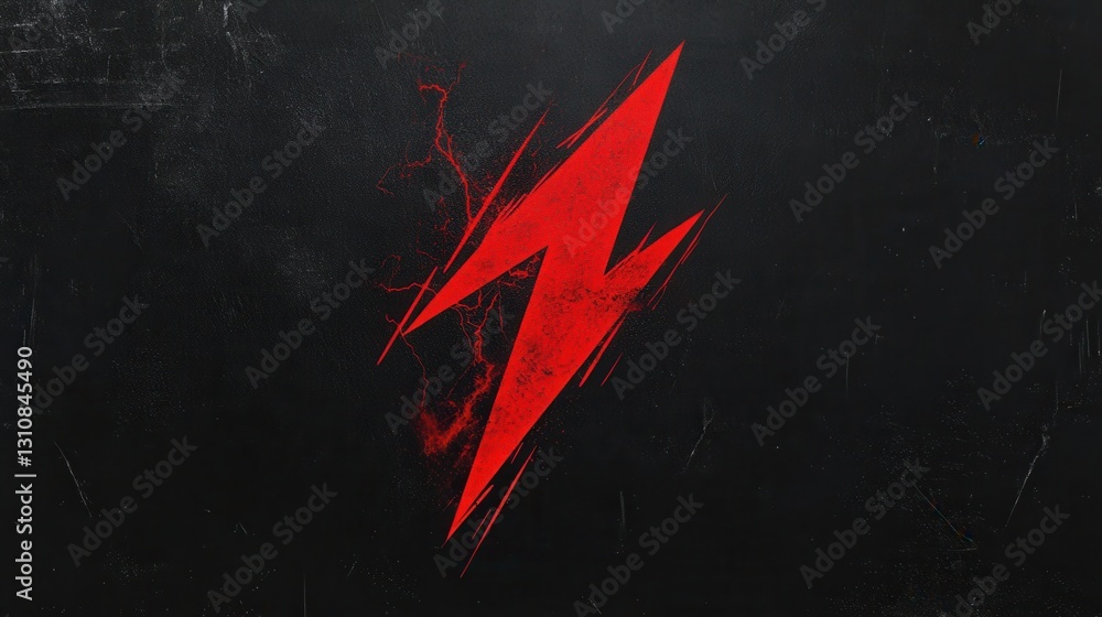 Poster bold minimalist icon featuring a striking red lightning bolt on a contrasting black background for i