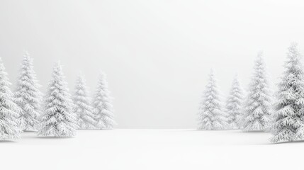 Fototapeta premium Serene Winter Wonderland Snow-Covered Pine Trees in a White Landscape