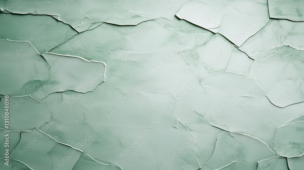 Poster abstract cracked green wall texture with layered patterns, offering a unique background for design p