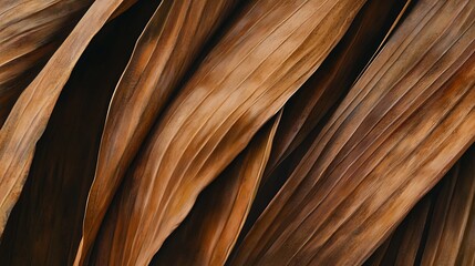 Close-up of textured, brown, wavy leaves creating an organic, natural pattern.