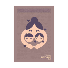Happy Mother's Day Poster with Geometrical Pattern and Flat Style