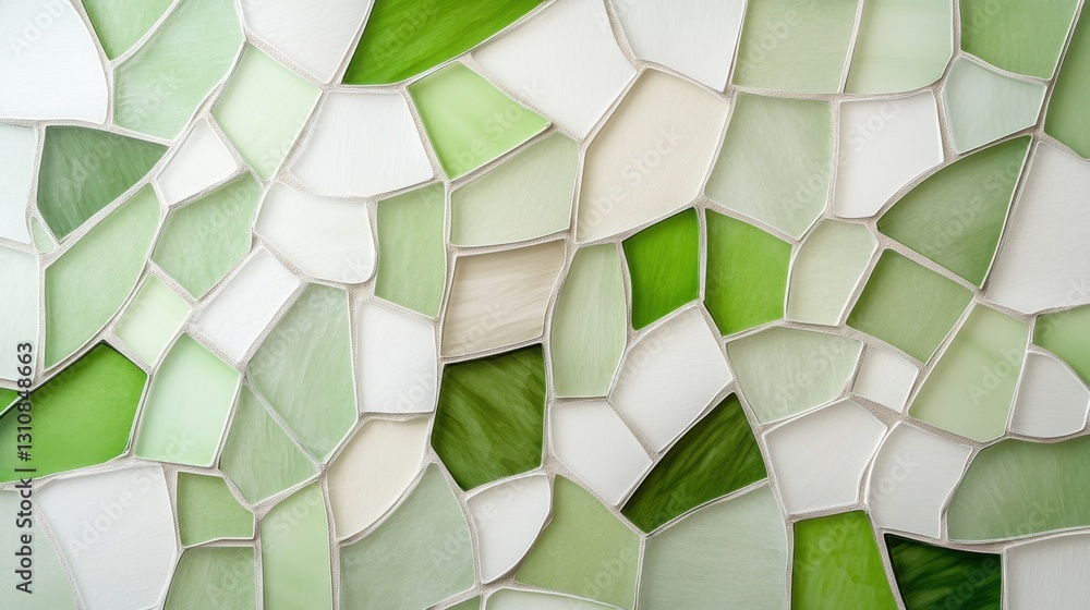 Aufkleber abstract green and white mosaic pattern with irregular shapes, emphasizing creativity and design.