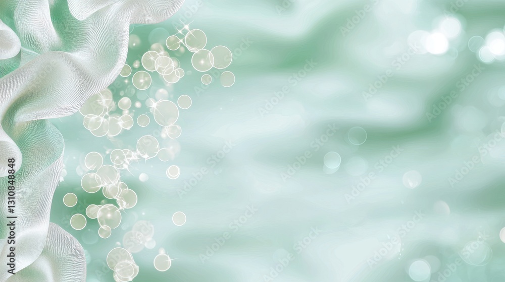 Aufkleber abstract green background with soft waves and glowing bubbles, perfect for design projects.