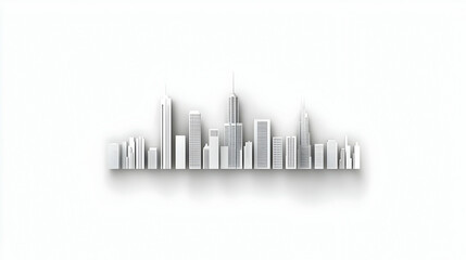 Fototapeta premium White Minimalist City Skyline Design on Light Background