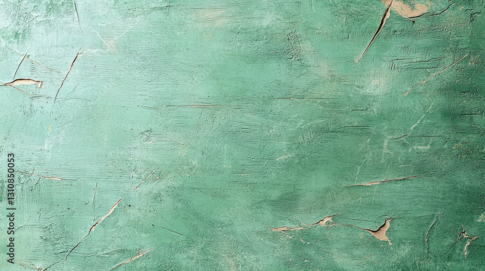 Poster abstract green textured background with distressed, weathered paint and visible cracks, ideal for de