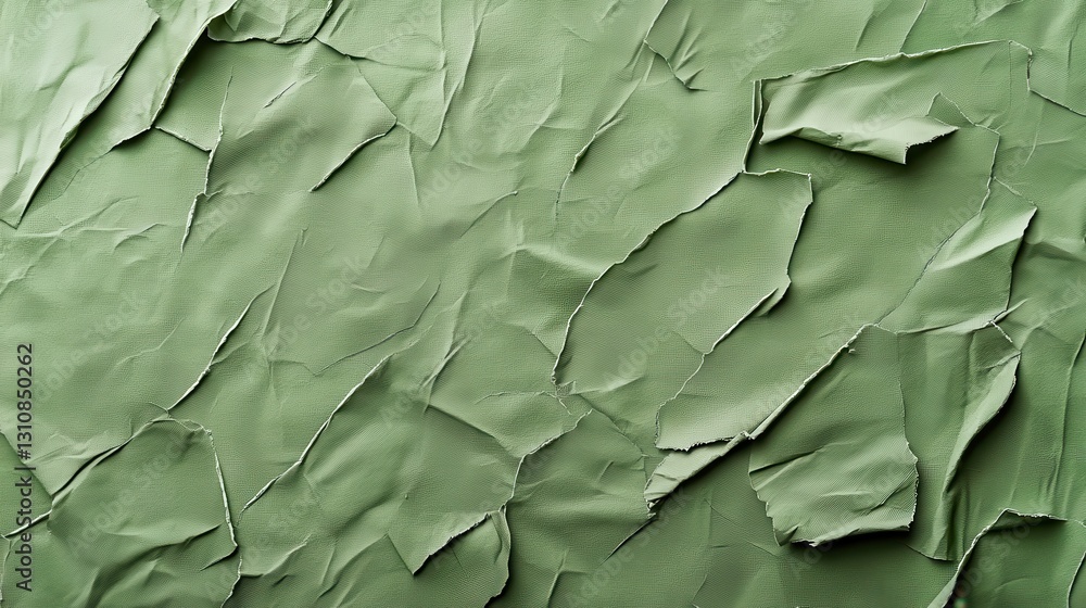 Poster abstract green textured background with layered paper-like folds and creases, ideal for design proje