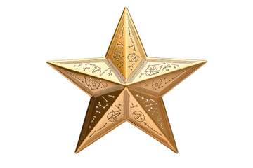 Obraz premium A stylized golden star with intricate engravings and designs.