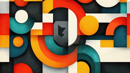 Geometric chaos in technology art digital canvas abstract design vibrant colors close-up modern creativity