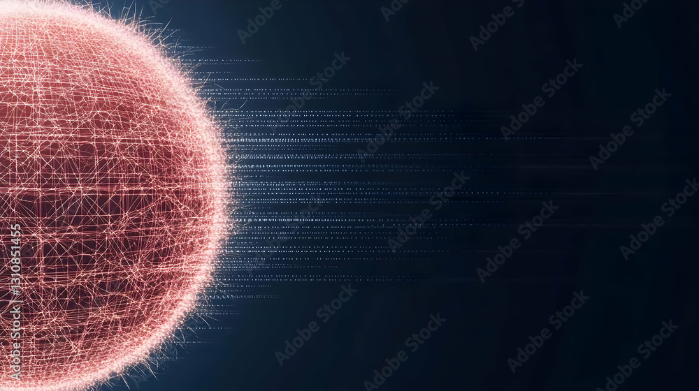 Poster abstract 3d red data sphere background