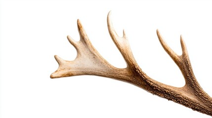 Fototapeta premium Close-Up View of a Single Antler Isolated on a White Background