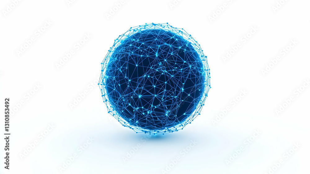 Poster digital sphere representing global network and data connections
