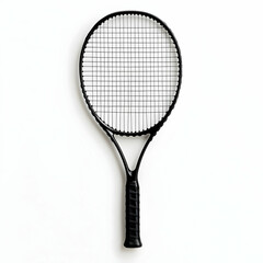 Black Tennis Racket Isolated on White Background for Sports Use