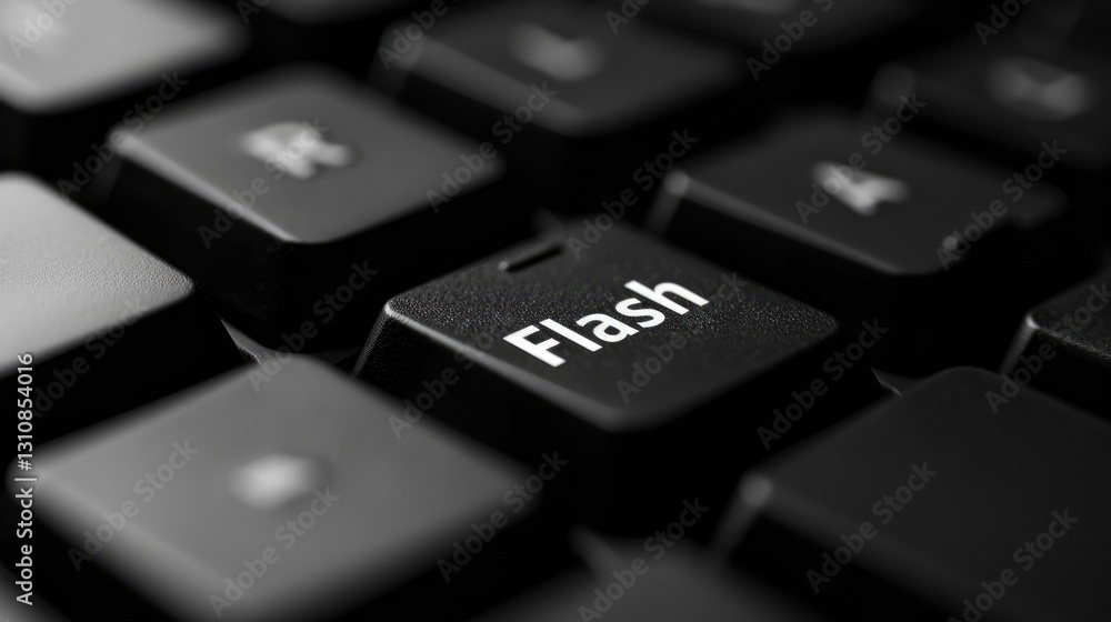 Poster close-up of a keyboard key labeled flash.