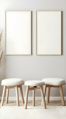 Minimalist Modern Interior 3D Render Mockup With Blank Wall Art