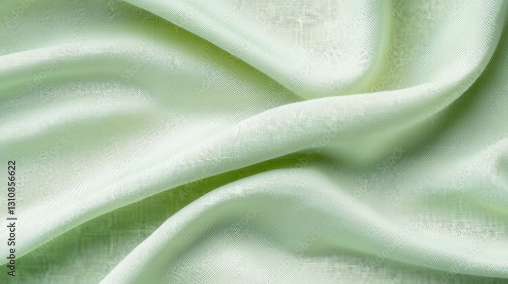 Aufkleber close-up of smooth, light green fabric folds, creating a soft and elegant texture for backgrounds or