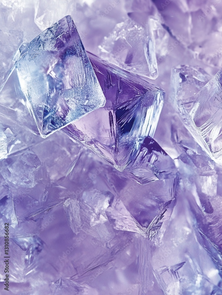 Poster Frozen ice crystals create a soft winter aesthetic with subtle reflections and an abstract frost effect in cool colors
