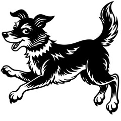 Cute Jumping Dog Cartoon - Stock Illustration for Design