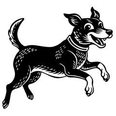 Cute Jumping Dog Cartoon - Stock Illustration for Design