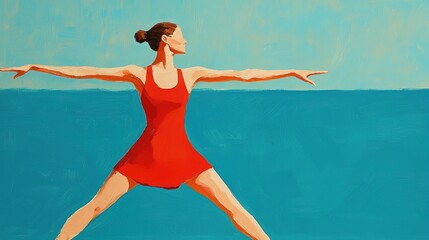 Summer yoga session on the beach vibrant movement coastal serenity artful expression tranquil vibes