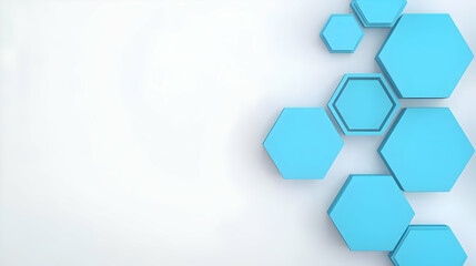 Abstract Blue Hexagons on Light Background for Creative Design