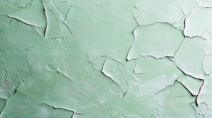 Fototapeta premium Cracked green paint texture on wall surface, offering a unique and creative background for various design projects.