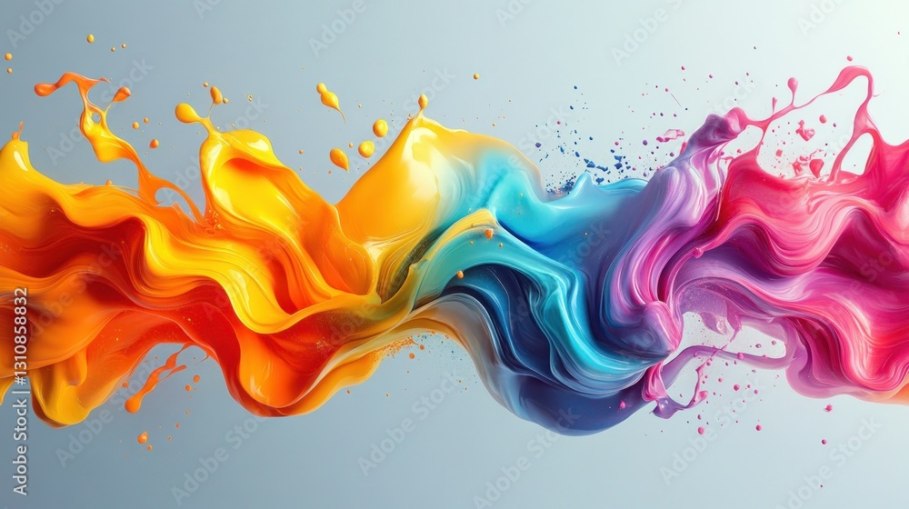 Aufkleber dynamic interplay of vibrant hues a captivating abstract splash of colorful paints blending in seaml
