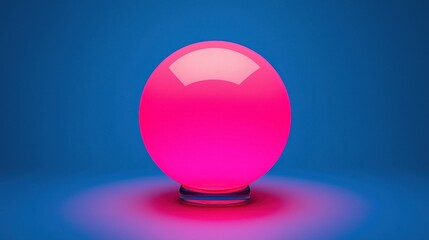 Obraz premium Bright Pink Crystal Sphere on Blue Background for Mystical Themes