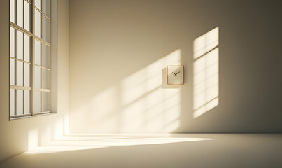 Empty room bathed in sunlight