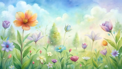 spring meadow with flowers