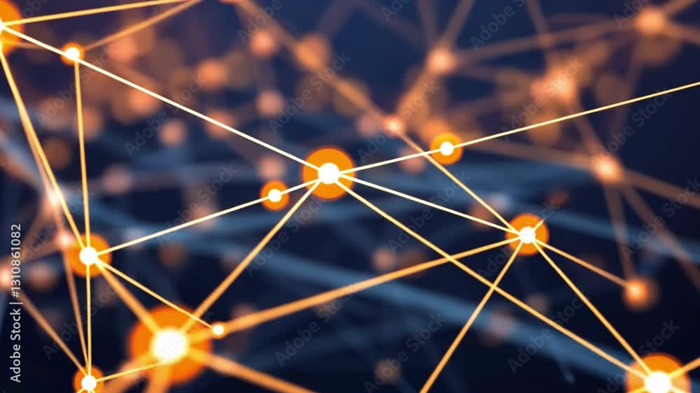 Poster vibrant abstract network connections glowing nodes and lines representing technology, data flow, and