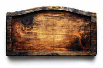 Empty Wooden Sign, White Background