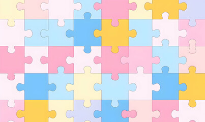 Colorful Pastel Puzzle Pieces on a Light Background for Playful Designs