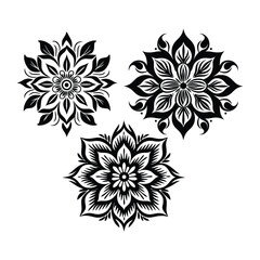Fototapeta premium Luxury ornamental flower illustrations silhouette isolated on white background