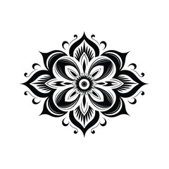 Fototapeta premium Ornamental floral mandala design silhouette isolated on white background