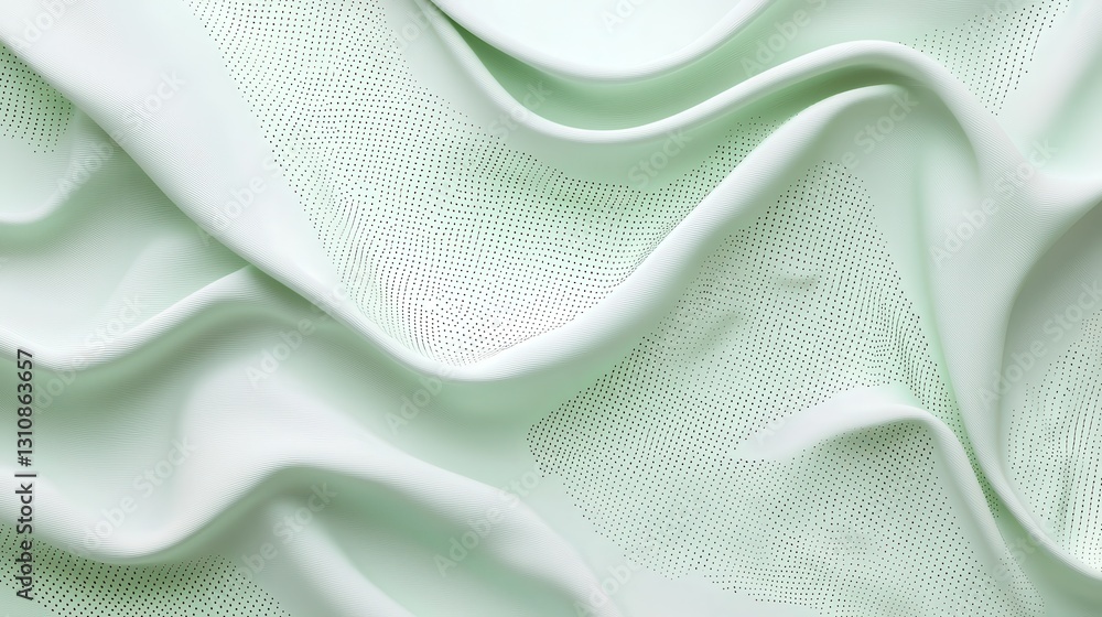 Poster soft green fabric folds create a soothing and elegant abstract background perfect for design and tex