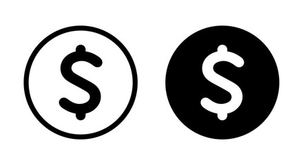 Dollar currency logo icon on black circle. Money sign symbol