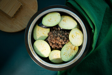 Korean food Stir-fried Vegetables in a bowl on white background