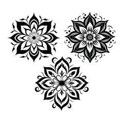 Fototapeta premium Abstract floral ornament designs silhouette isolated on white background