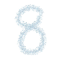 number eight made of white spheres 008
