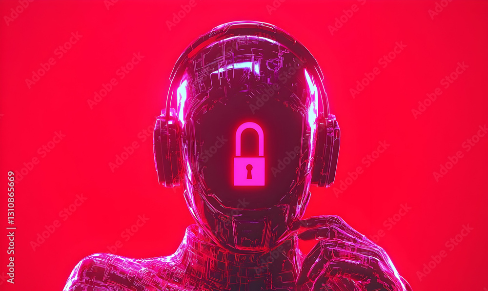 Poster futuristic concept of data security and protection with virtual avatar