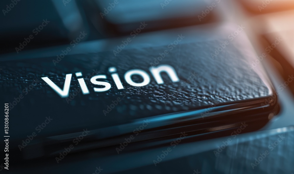 Poster close-up of a keyboard key labeled vision.