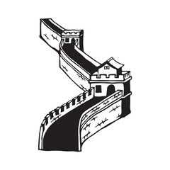Obraz premium Great Wall of China Silhouette Line Art Vector Stock Illustrations 