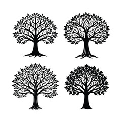 Decorative nature tree silhouette isolated on white background