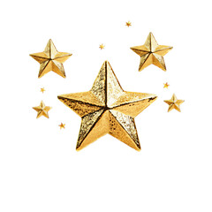 Shiny golden stars in various sizes create a celestial vibe.