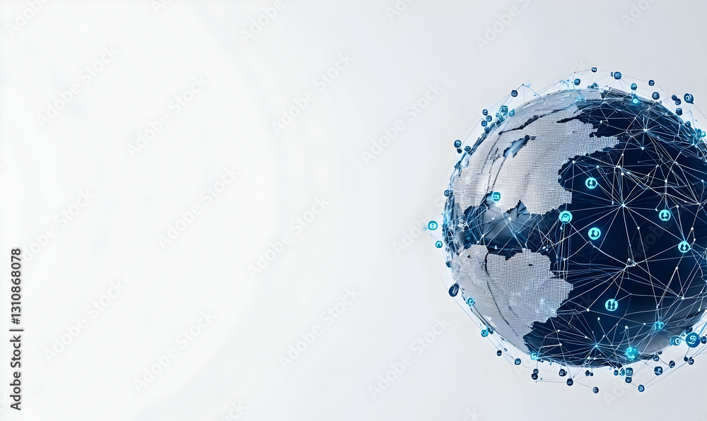 Aufkleber global connectivity concept with data networks and earth globe