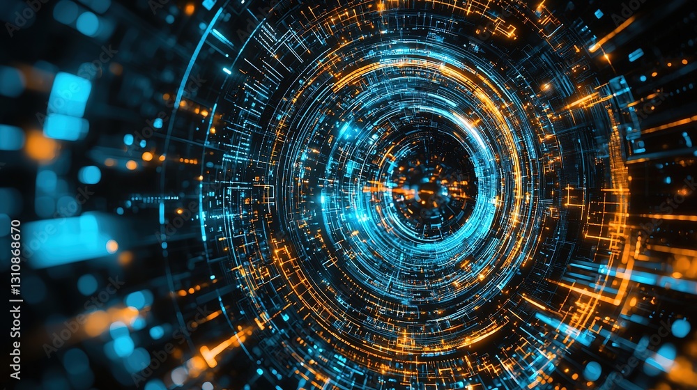 Aufkleber dynamic holographic patterns in technology virtual space digital art futuristic environment abstract