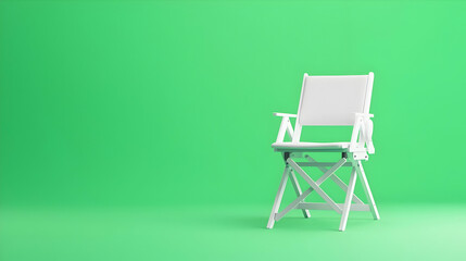 White Folding Chair on Bright Green Background for Modern Decor